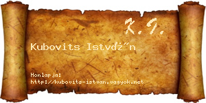 Kubovits István névjegykártya